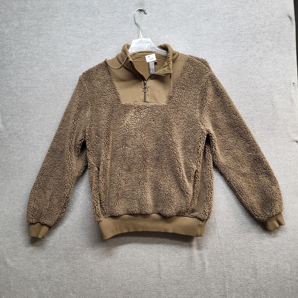 Sweaty Betty Women Sweatshirt Medium Brown Sherpa Teddy 1/4 Zip Pullover